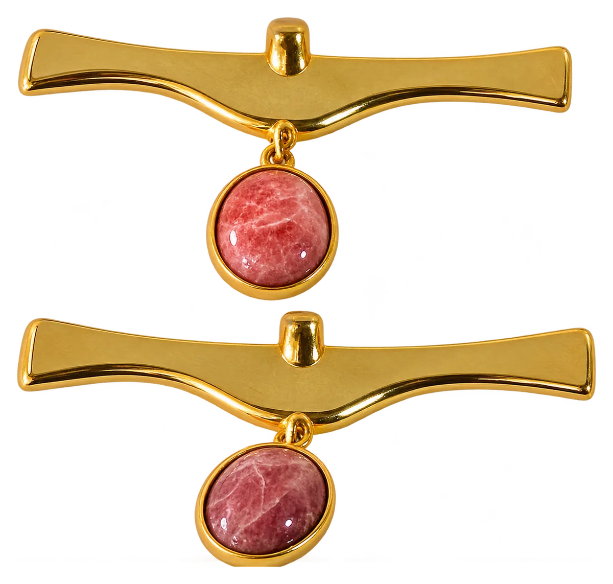 Par de pendientes en forma de ave con cabujón rosa ovalado